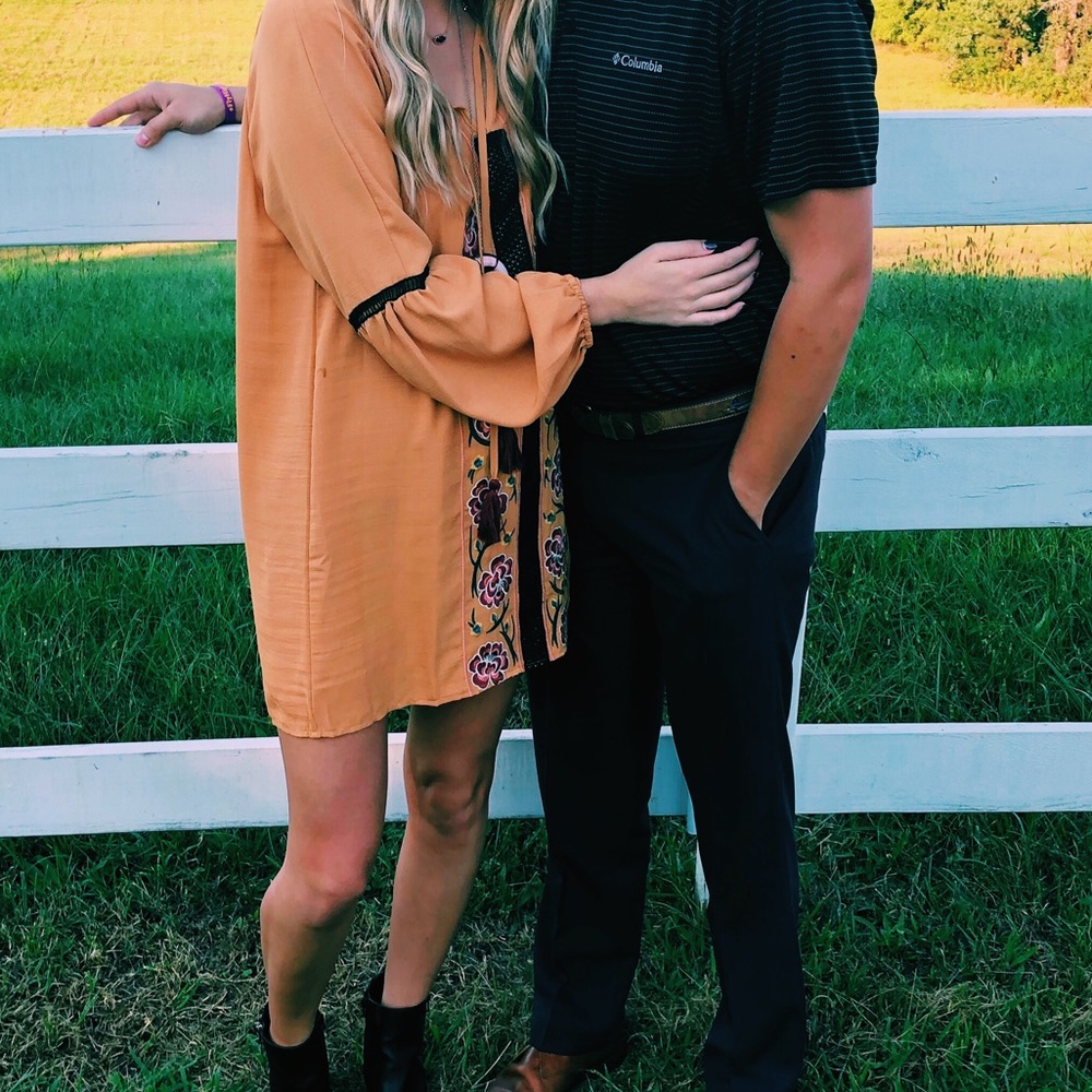 Mustard Embroidered Dress